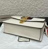 [Pre-Owned] Sylvie Gold Buckle Striped Web Satin Bow Wide Shoulder Strap Leather Handbag - Very Good #TIWKE1