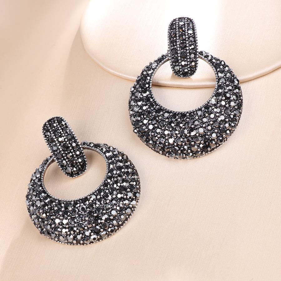 Women's Elegant Geometric Black-Plated Crystal Jewelry