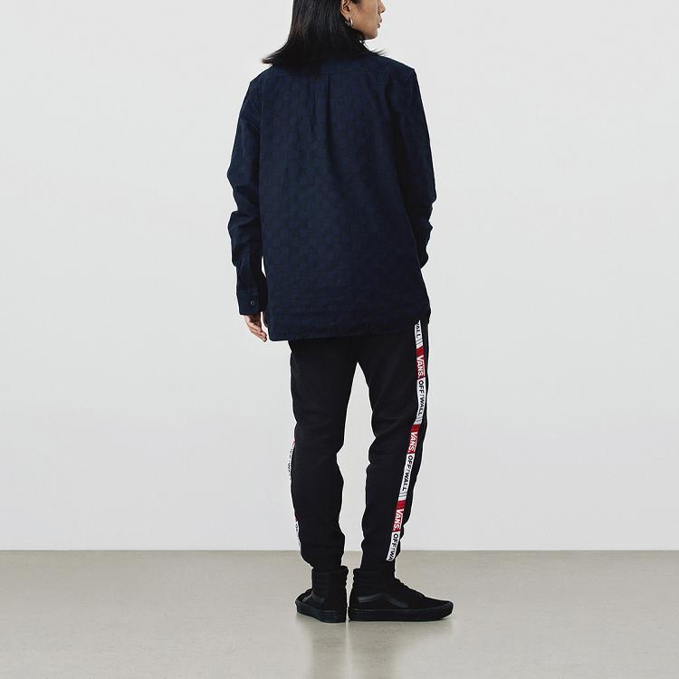 Vans Side Letter Splicing Knitted Sports Casual Pants Men Bottoms Black VN0A4USABLK