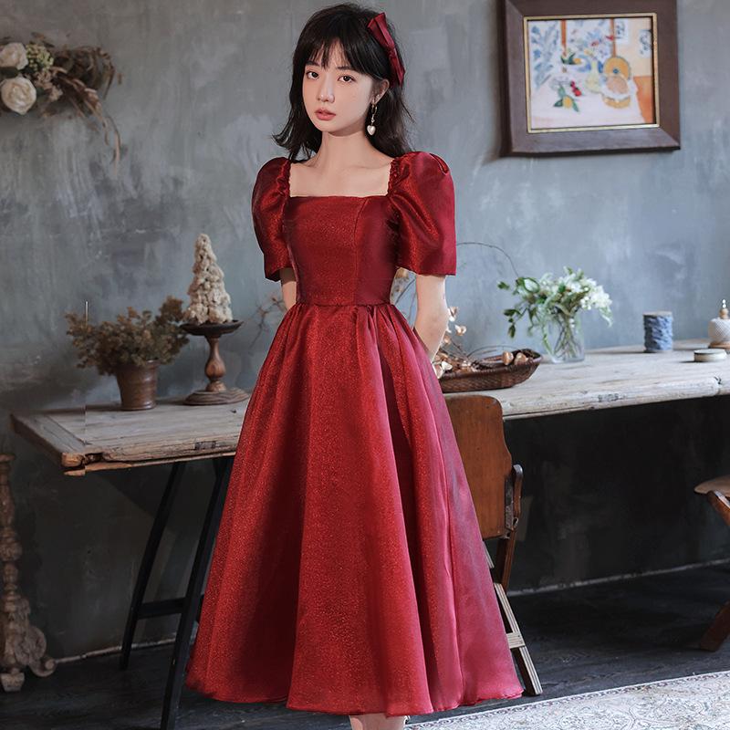 Toast Bride 1011 New Red Wedding Dress Small Pregnant Woman Engagement Princess Evening Dress Dress