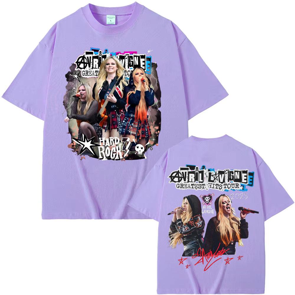 Sängerin Avril Lavigne Greatest Hits Tour 2025 Konzert T-Shirts Unisex Damen Vintage 90er Hip Hop T-Shirt Sommer Rundhals Baumwolle T-Shirt