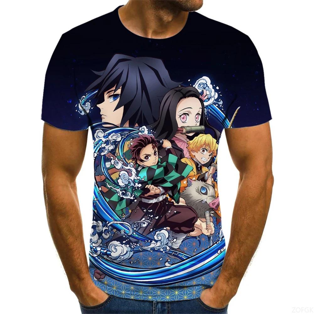 Demon Slayer 3D Print T-Shirt for Men, Summer Fashion Casual Short Sleeve, Versatile Loose Harajuku Street Style T-Shirt