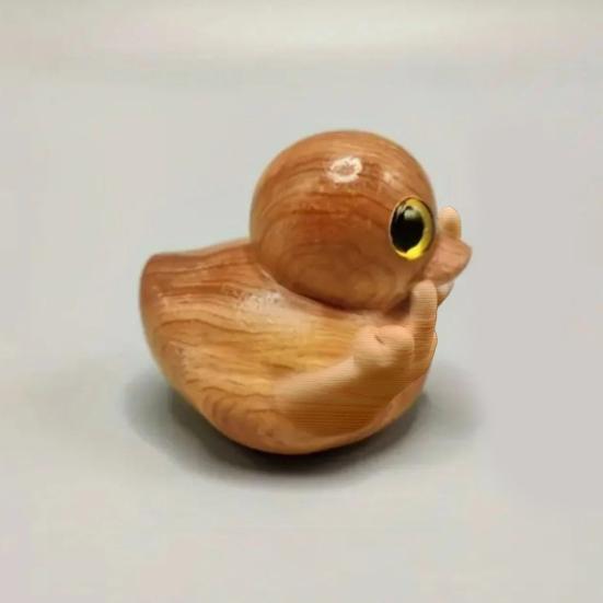 Wooden Middle Finger Duck Figurine Little Yellow Duck Statue Sculpture Handmade Animal Model Home Office Desktop Decoration Ornament