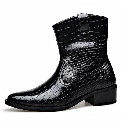 Botas de Couro com Padrão de Jacaré da Moda para Homens Estilo Britânico Tamanho Grande Sapatos Sociais da Moda Masculino Preto Designer Botas Chelsea Homem