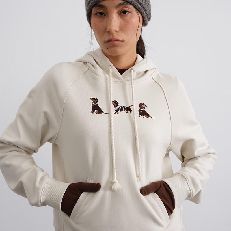 GREEN BELT Women's Puppy Embroidery Hooded Sweatshirt