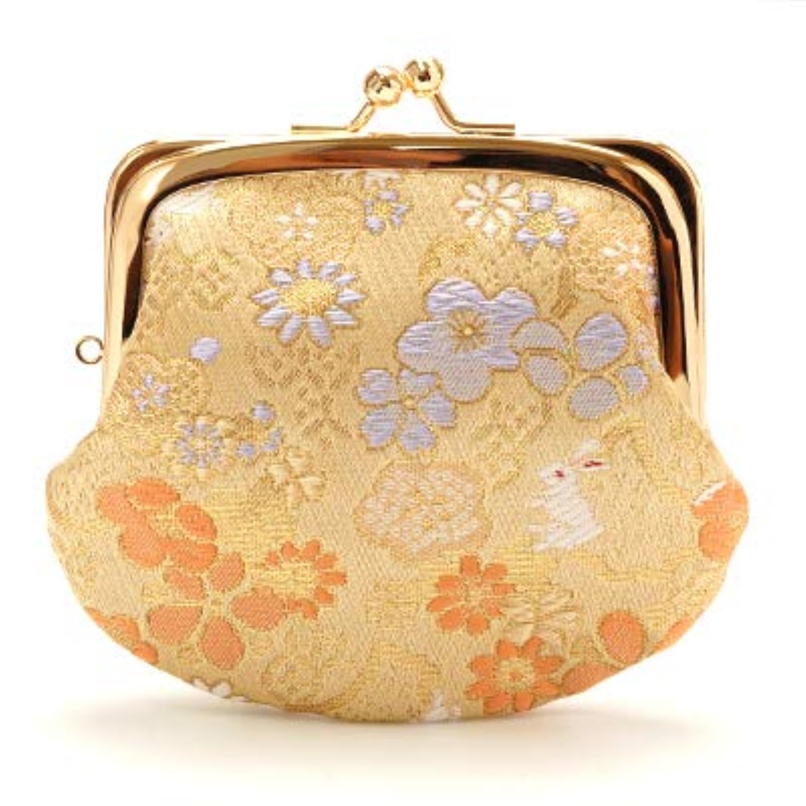 Kyoto Geibido Clasp Handcrafted by Japanese Made in Japan Flowers and Nishijin-ori 33-inch Wallet Artisans Pattern Beige Rabbits 4090₽
