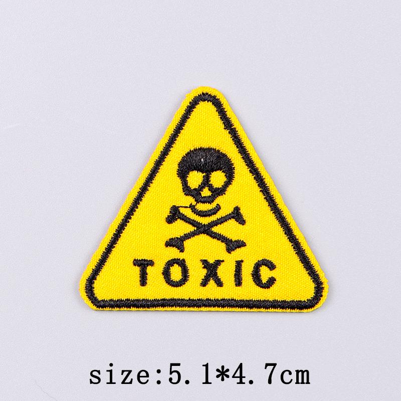 Warning Embroidery Patch Iron On Patches For Clothing Danger Prohibit Sign Embroidered Patches For Clothes Nuclear Marker Badges