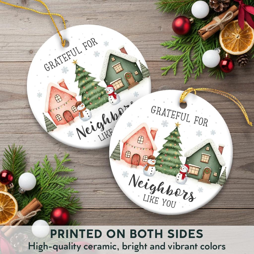 Neighbor Ornament 2025, Ceramic Thank You Gifts for Good Neighbors, Birthday for Women, Men