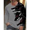 Spring and Autumn Round Neck 3D Animal Wolf Lion Pattern Printed Top Fashionable Casual Long Sleeved Men's T-shirts