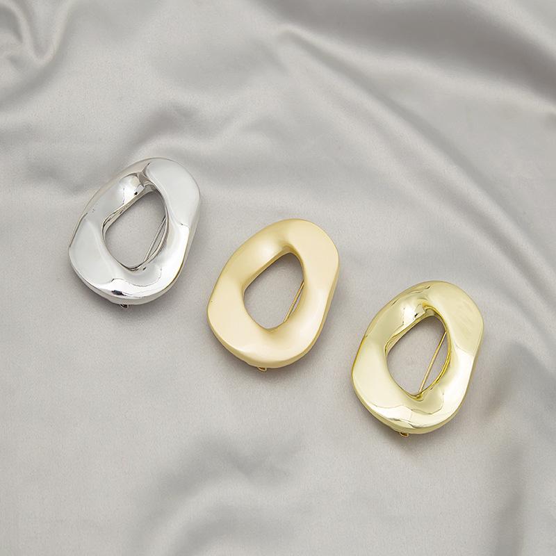 Geometric Glossy Round Brooch - Trendy European & American Fashion Suit Accessory