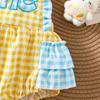 Baby Girl Cute Duck Patch Embroidered Plaid Romper - 1st Birthday Crawling Suit