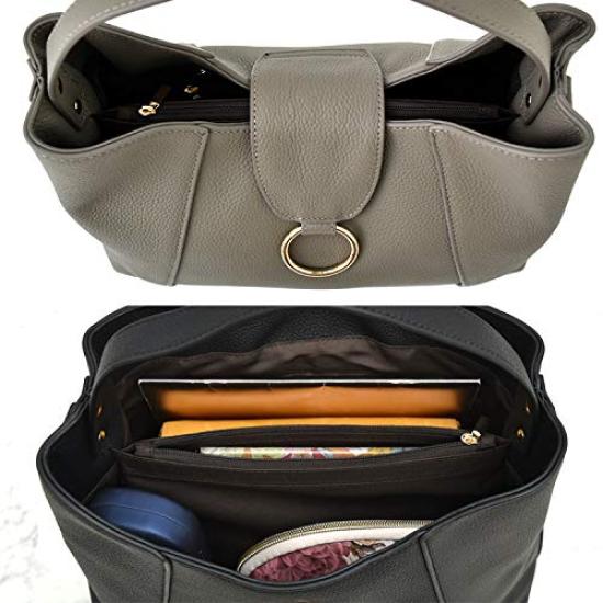 VITAFELICE Genuine Leather One-Handle Bag for Women, vinb-20c54n (Off-White)