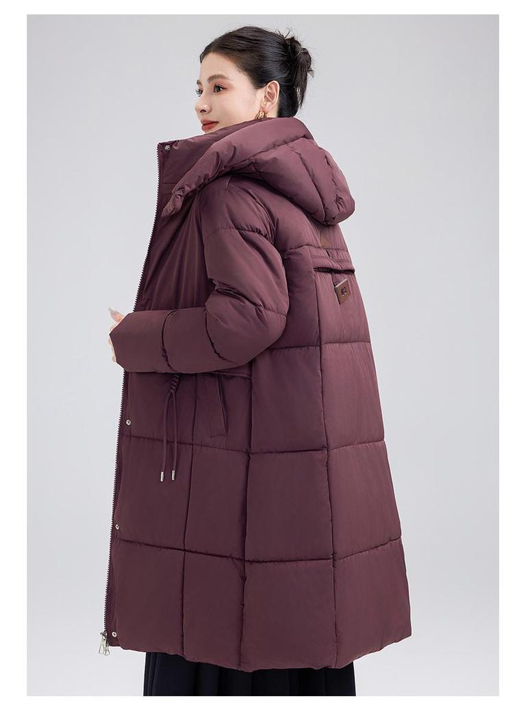 Women's Mid-Length Hooded Down Cotton Jacket - 2024 Autumn Fashion, Casual and Warm Coat