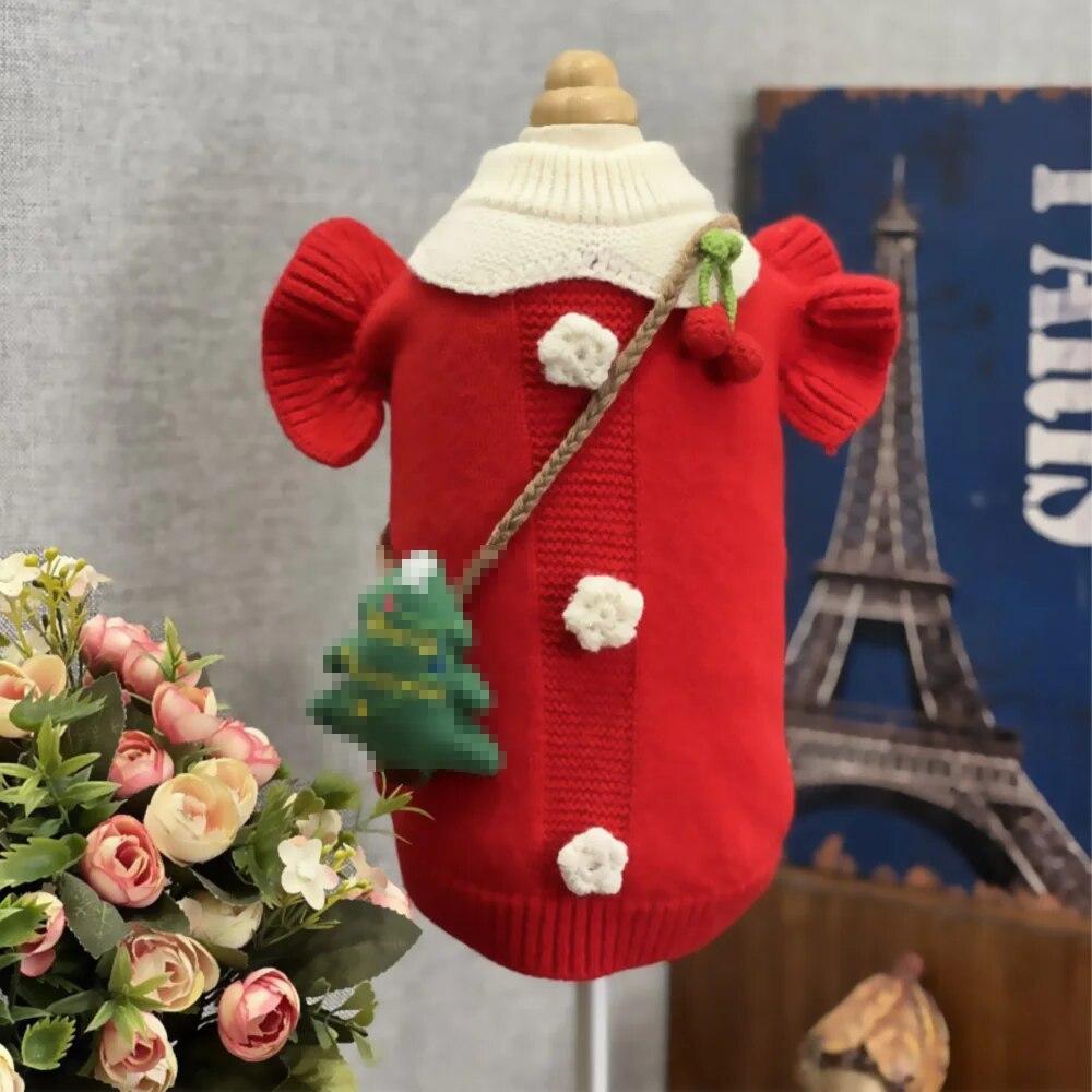 

Юбка для собак без сумки, рождественский свитер, платье-свитер для щенков, милая одежда для собак, теплая зимняя дизайнерская красная одежда, Йоркшир