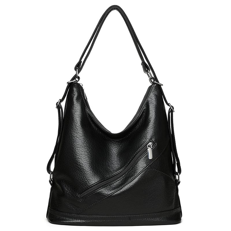 Tote Bag Women s Shoulder Crossbody Bag Large Capacity Multi-use PU Backpack чёрный