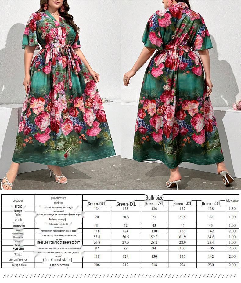 Plus Size Women's Printed Commuter Fashion Dress for Spring & Autumn