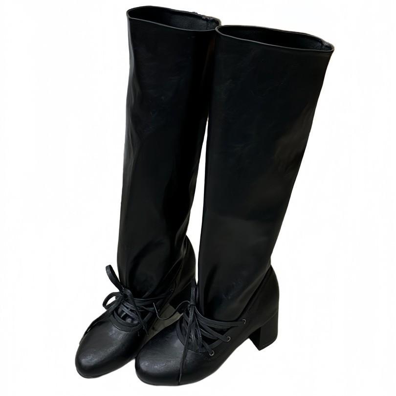 Thick Heel Boots Women's 2025 Autumn and Winter New Women's Boots But Knee Boots High Boots Round Head Western Knight Boots