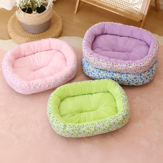 Calming Dog Bed Floral Orthopedic Cat Bed Breathable Washable Cozy Pet Bed for Small Medium Dogs And Cats