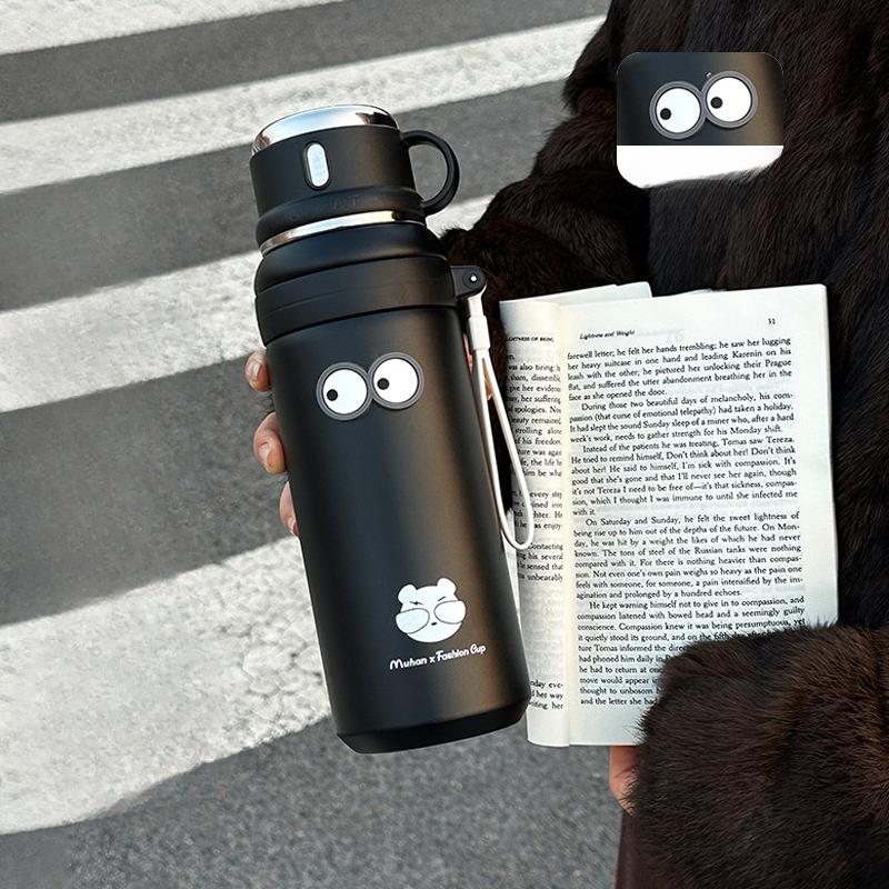 New Stylish Thermos Cup Car Bear Steel Kettle Portable Outdoor Straw Cup Double Drinking Cup Durable Durable Useful