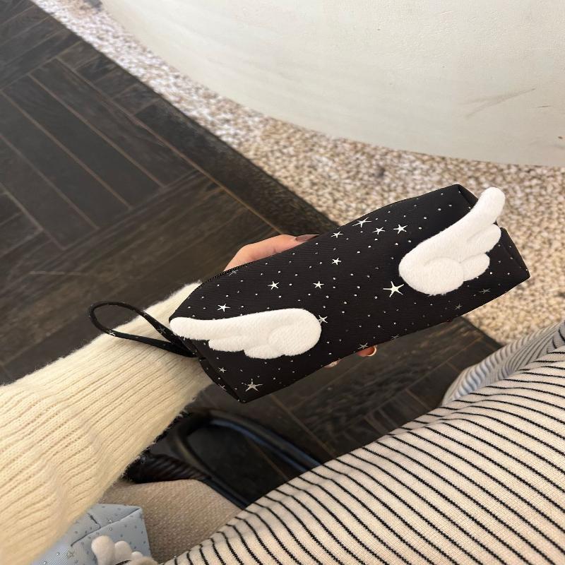 Print Wings Star Dots Pencil Case Y2K Large Capacity Korean Style Pen Bag Stationery Storage Desktop Storage Pencil Pouch School