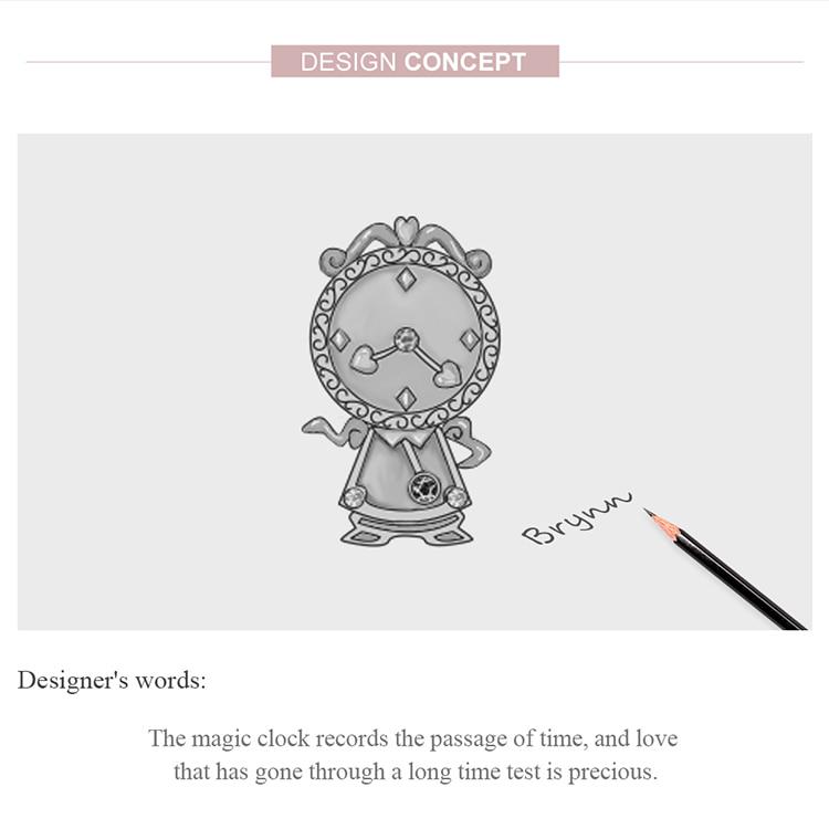 Bamoer 925 Sterling Silver Magic Clock Pets Charm for Original Silver Plated Platinum Bracelet Fine Jewelry