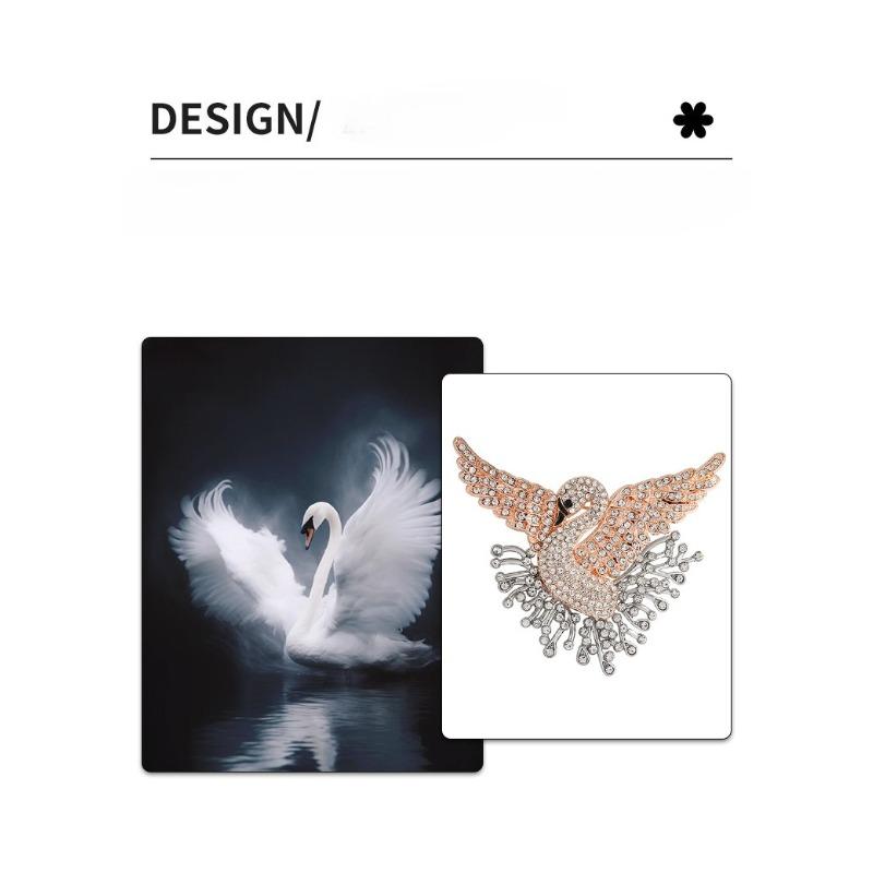European and American fashion fireworks tail feather swan brooch, women's high-end diamond inlaid bird antique chest flower, dress party accessories