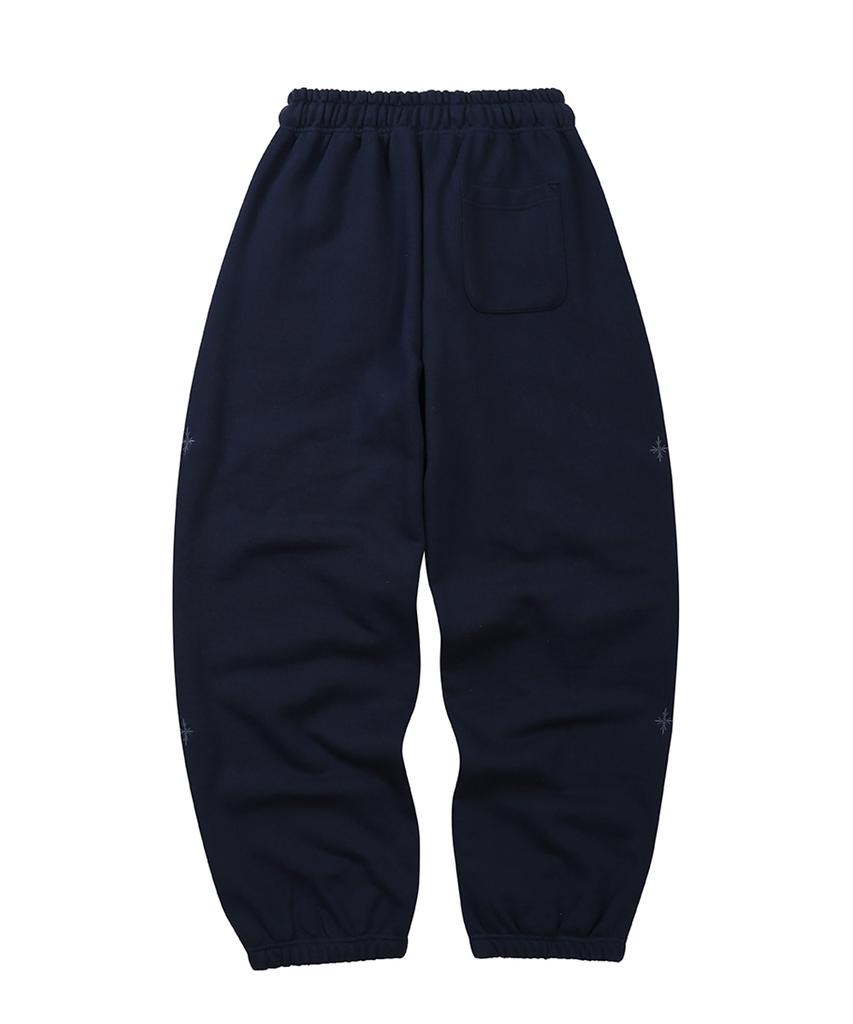 EEERRR Er Waffle Applique Long Sweat Pants (Navy)
