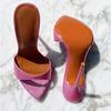 Sexy Pink Mules Shoes Women's Slippers 2025 Summer Slides Female Stiletto High Heels Footwear Large Size Party Shoes Brand