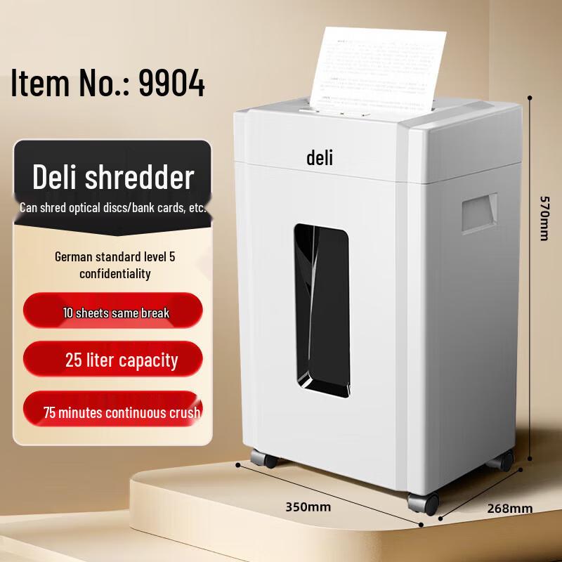 Deli 9904 Office Paper Shredder CN plug (adapter included)