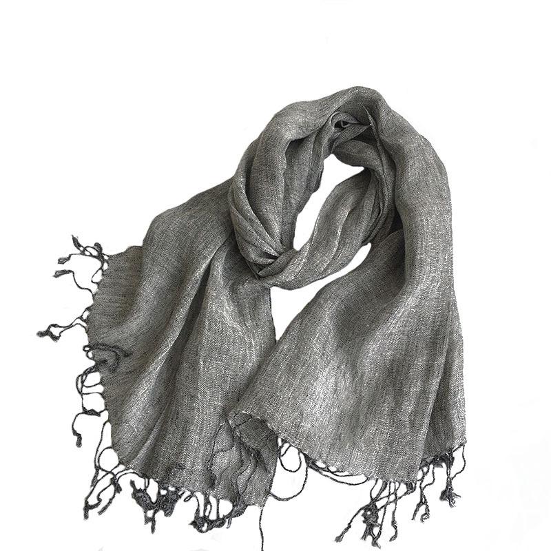 Direct Supply Japanese Pure Linen Hemp Gray Effect Men'S Scarf Literature And Art Shawl Air Conditioner Shawl Women