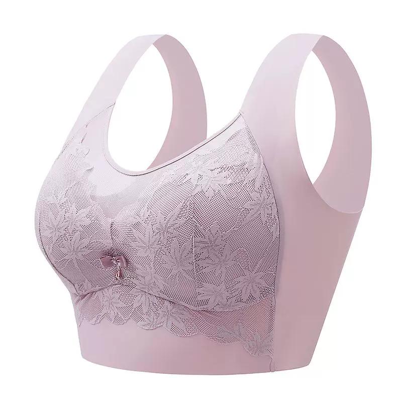 Seamless Ice Silk Sexy Bra Women s Underwear Without Underwire, Anti-Sagging Sports Vest Sleep Bra 4XL, 105KG розовый
