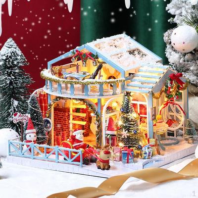 3D Dollhouse Miniature Furniture Kit LED Light Doll House Toy Gift for Children Craft