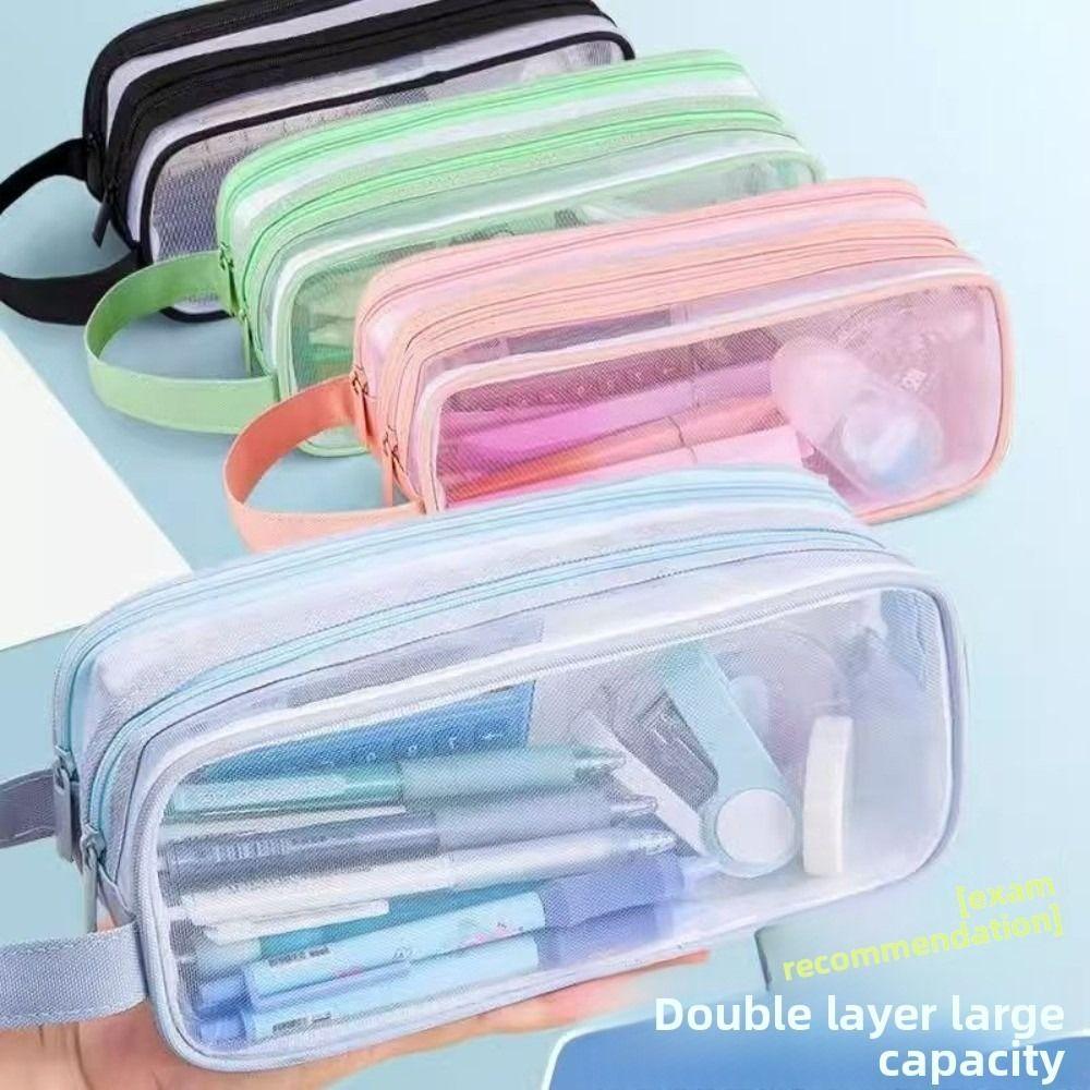 Large Capacity Pencil Case Cartoon Stationery Storage Pouch New Zipper Pen Bag Stationery Supplies