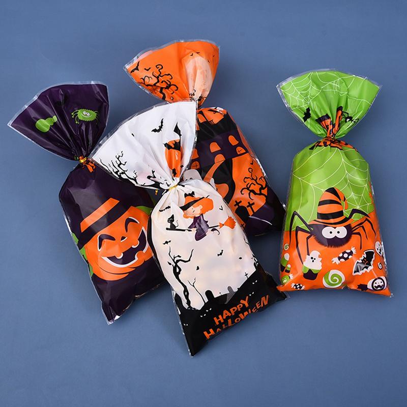 20-100PCS Candy Bags Mixed Halloween Themed Style Colorful Pumpkin Ghost Bat Halloween Party Gift Package Bag Festival Favor ZYF