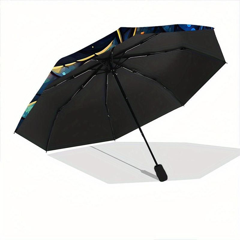 1pc Blue Dragon's Nightly Guardian Automatic Opening and Closing Umbrella, Lightweight 3-Fold, With Cute Cartoon Characters, Suitable for Home, O