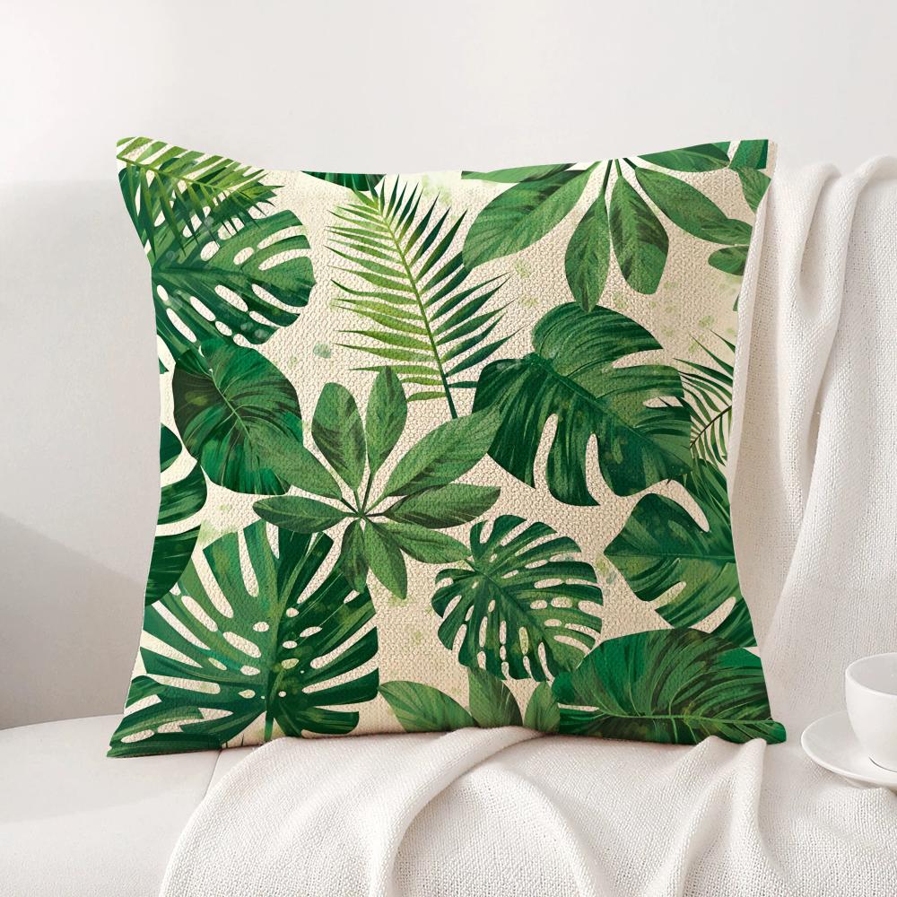 Classic Palm Leaves Cushion Cover Natural Linen Organic Fabric DoubleSided Printing Sofa Home Decor Gift Pillow Cover