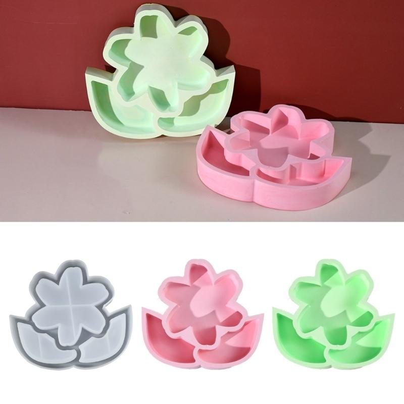 Flexible Sturdy Silicone Epoxy Resin Castes Mold Flower Shaped Tray Dishes Molds for Craft and Home Decoration