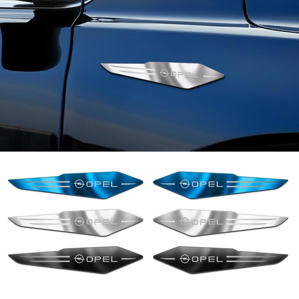 2Pcs/Set Car 3D Reflective Metal Body Fender Badge Sticker for Opel Astra H G Insignia Antara Ampera Mokka Zafira Corsa Vauxhall