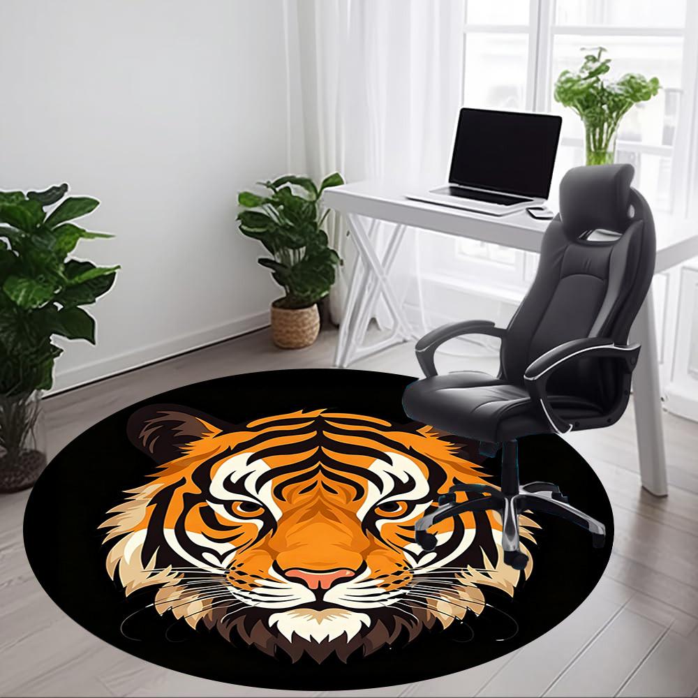 1pc Tiger Face Chair Carpet for Office, Non-slip, Soft and Durable Leisure Rug, Perfect for Office, Living Room Yy251103159