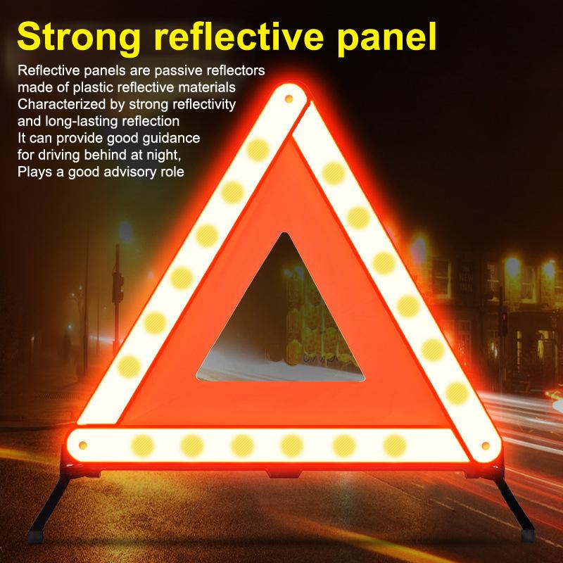 Tripé de carro com tiras refletivas, triângulo de sinalização, aviso de emergência dobrável, triângulo de advertência refletiva para carro