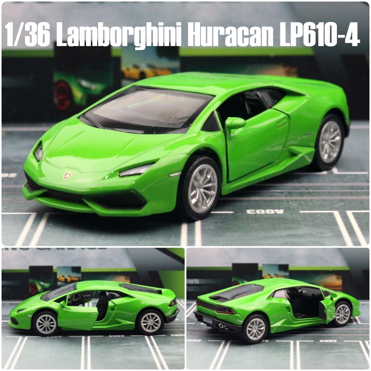 

1/36 Lamborghini Huracan LP610-4 Super Sport Toy Car RMZ City Diecast Metal Miniature Model Pull Back Collection Gift for Хлопчик зелений