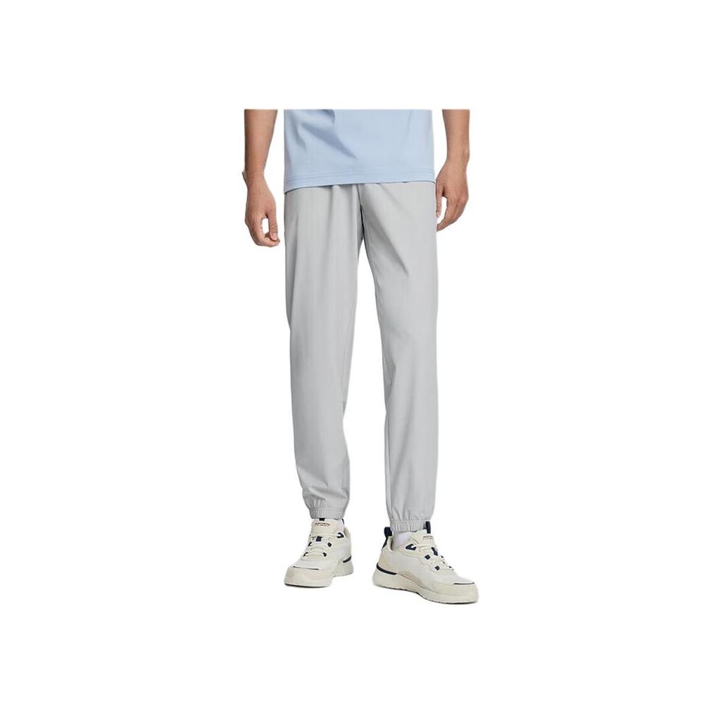 Skechers Solid Color Mid-Rise Comfortable Quick-Dry Tapered Knit Sports Pants Men Bottoms Light-Gray P224M067-00PD