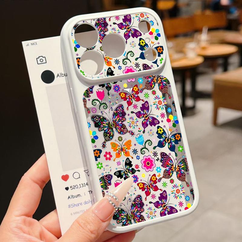 Colorful Butterfly Case For iPhone 17 Pro Max For iPhone 16 15 14 13 Pro Max Luxury Hybrid TPU+PC Clear Back Hard Cover