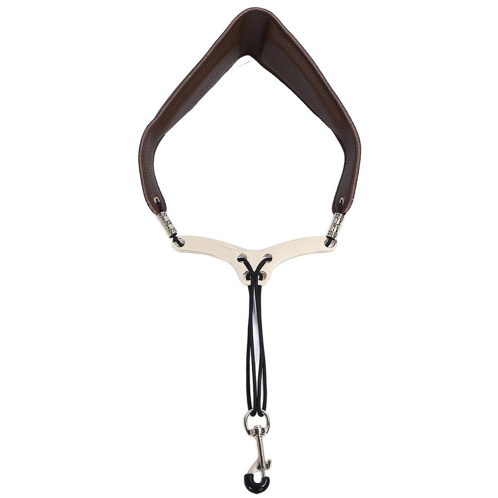 Saxophone Neck Strap for Alto Tenor Sax Breathable Adjustable Instrument Accessories with Metal Hook Brown