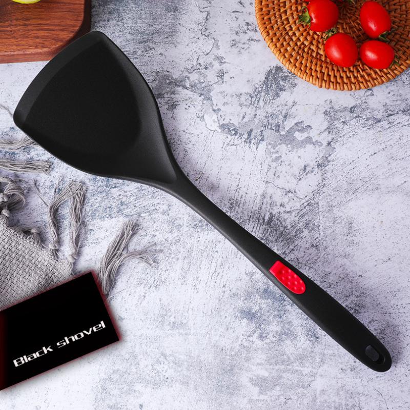 

Антипригарные силиконовые лопатки для кухонной посуды Гибкие термостойкие силиконовые лопатки для готовки и выпечки black