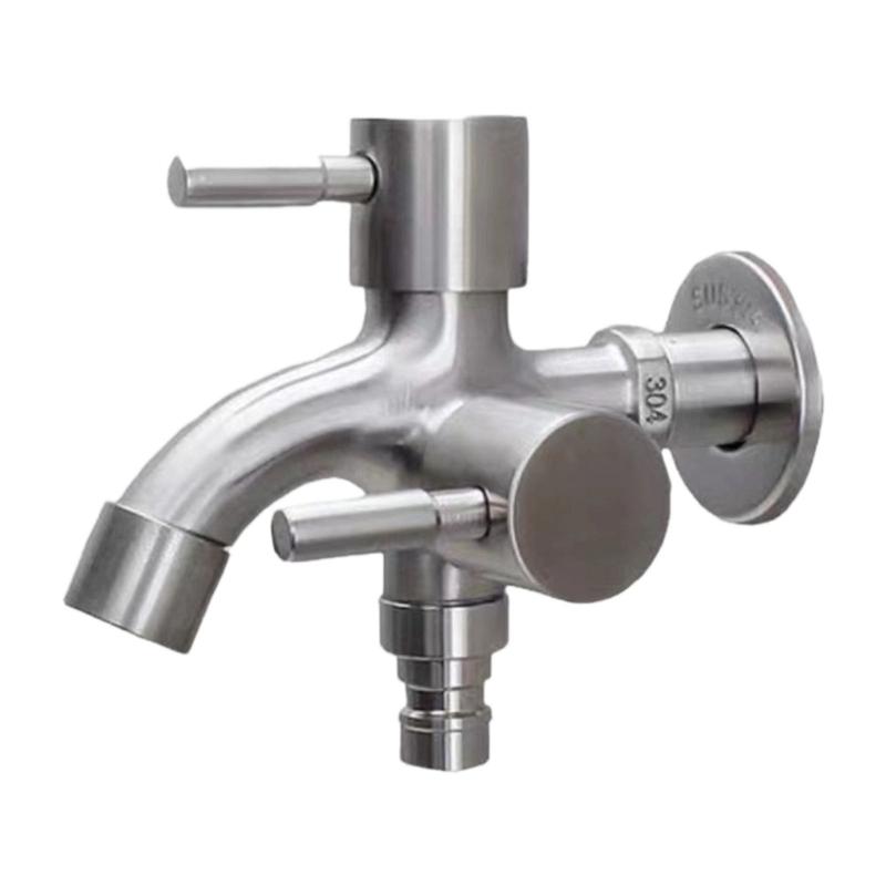 

Kitchen Bathroom Water Tap 1 Input 2 Outputs Durability Stainless Steel Faucet Simple Installation Water Efficient