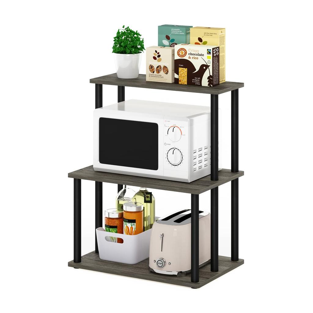 Furinno Turn N Tube Kitchen Storage French Oak 3 Imported from Shelf, Gray/Black, Tiers, Tool-less [Officially Japan]