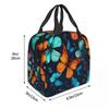 A Butterfly Vintage Pattern Insulated Lunch Bag for Women Kids Portable Food Boxes Thermal Lunch Box Tote