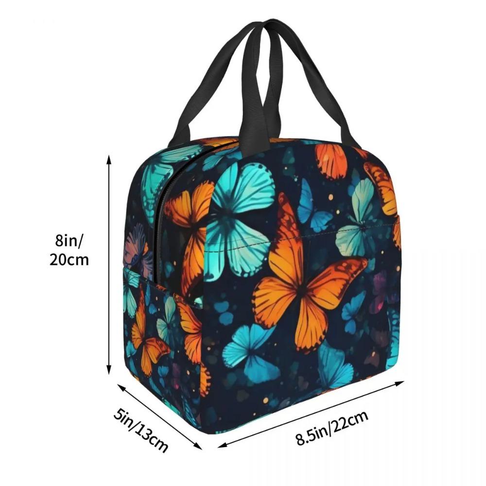 A Butterfly Vintage Pattern Insulated Lunch Bag for Women Kids Portable Food Boxes Thermal Lunch Box Tote