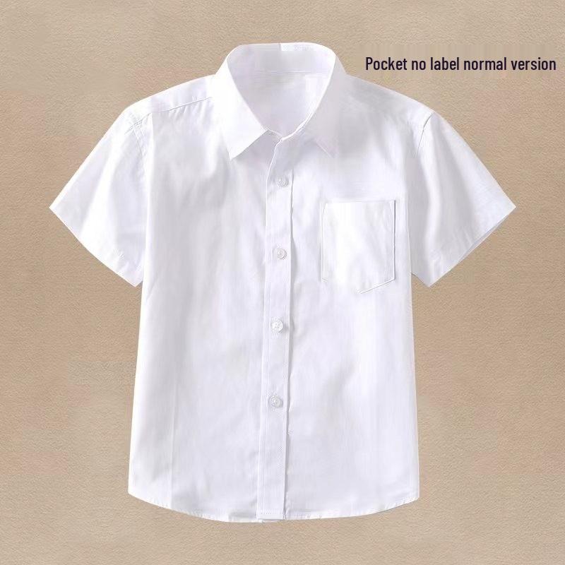 

Детская белая хлопковая рубашка с коротким рукавом - летняя школьная форма для мальчиков и девочек 160 cm